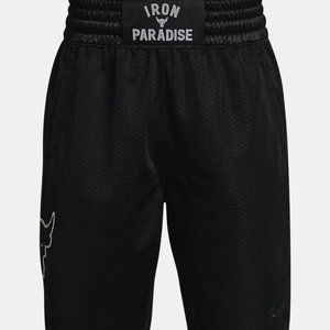 Under Armour Boys Project Rock 'Iron Paradise' Rumble Shorts 1361854 Black NWT